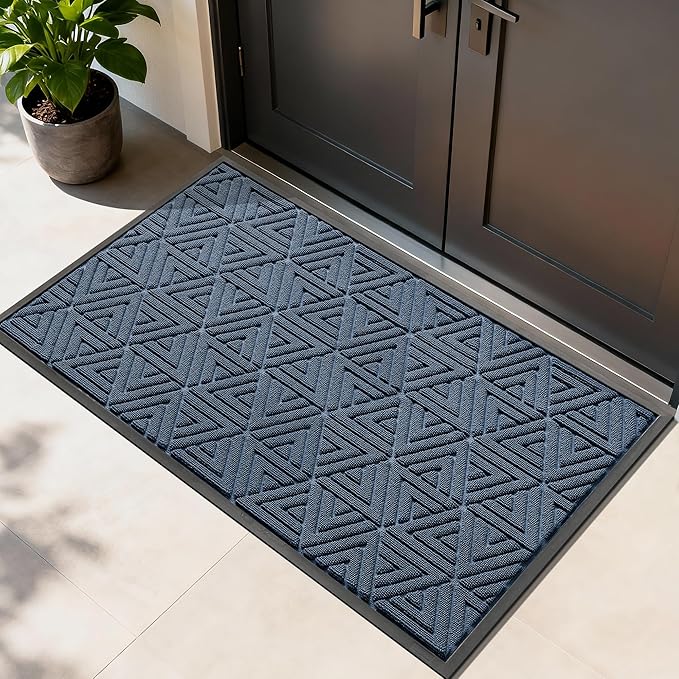 Yimobra Extra Large Door Mat 60x36, All-Weather Waterproof Non-Slip Welcome Matt Outdoor, Heavy Duty Non Slip Doormat for Entryway for Patio and Garage Indoor, Easy Clean, Blue