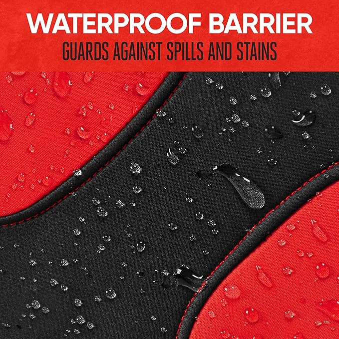 Motor Trend AquaShield Waterproof Front Seat Covers, Red Seat Covers for Cars – Neoprene Front Car Seats Cover, SUV Seat Covers Protector - Car Interior Cover for Auto, Trucks, & Dog Owners