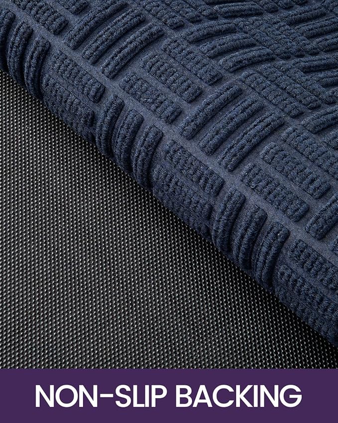 DEXI Front Door Mat Outside Entrance, Rubber Entry Doormat Heavy Duty, Welcome Mats Non Slip for Inside House Floor Entryway Back Doors Exterior Patio, 27.5"x59", Maze Blue