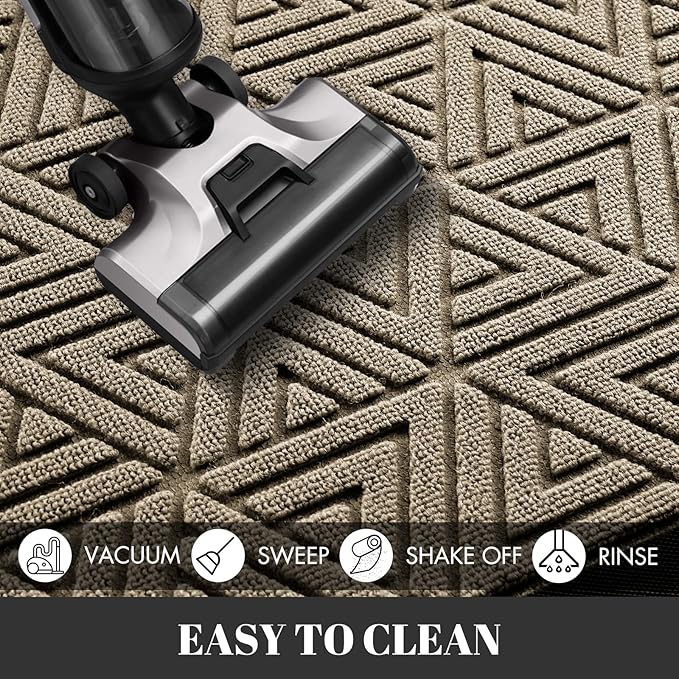 Yimobra Outdoor Mats for Front Door 29.5x17, Stops Mud & Dirt at Entrance, Fits Garage & Patio, All-Weather Waterproof Non Slip Outdoor Indoor Welcome Mat, Beige