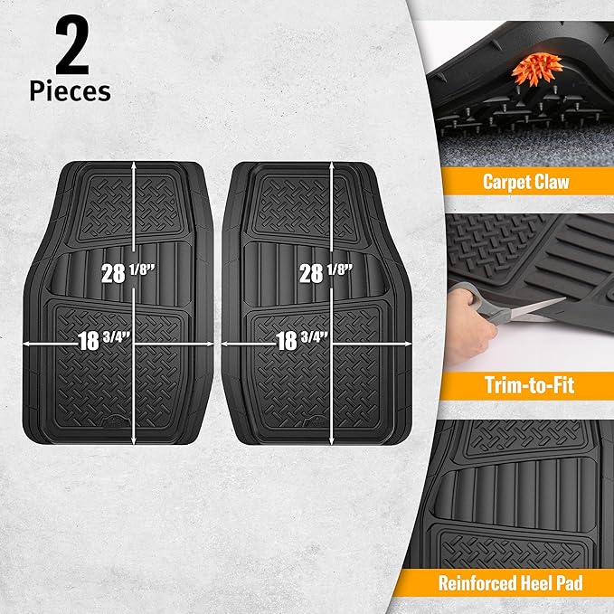 Armor All 2-Piece Truck Floor Mats, Heavy-Duty All-Weather Mats for Trucks — Black