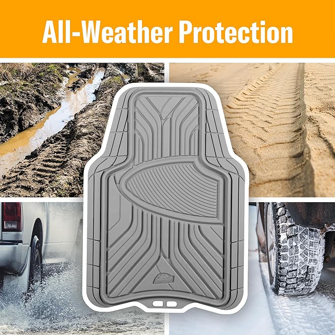 Armor All 4-Piece All-Season Floor Mats, Custom Fit Mats for Cars, Trucks, SUVs — Gray