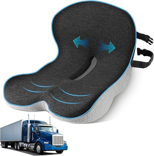 Trucker seat Cushions for Long Sitting, semi Truck seat Cushion with Lumbar Support, Truck seat Cushion for Back Pain and Supporting The HIPS, Trucker Essentials (YTZD0001, Average Size)