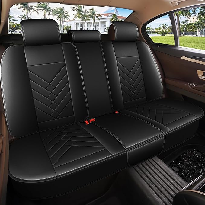 AOMSAZTO Car Seat Covers Full Set Fit for Nissan Rogue 2010-2025 2026 Waterproof Faux Leather Car Seat Cushions Automotive 5 Seat Covers Set（Black）