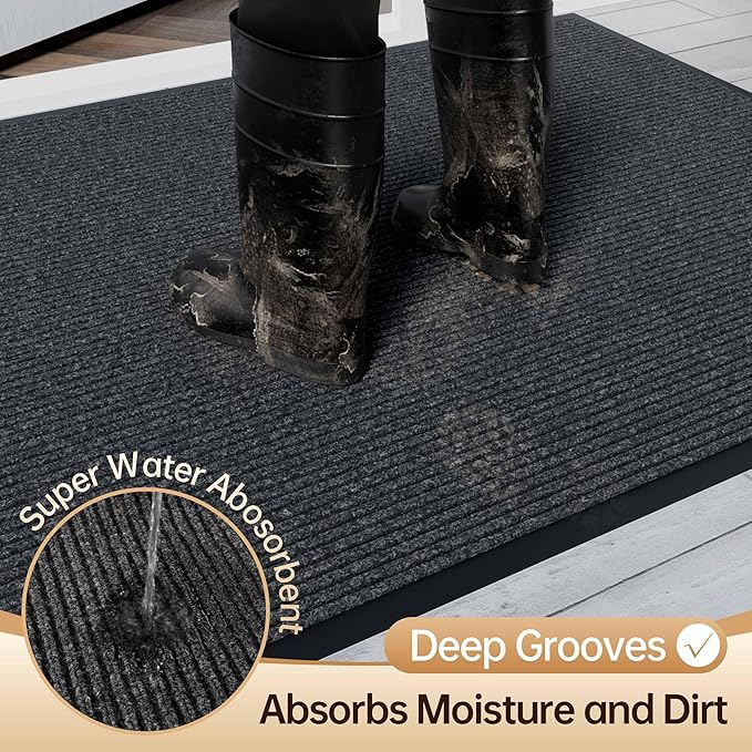 Amyracel Front Door Mat Indoor Outdoor Entrance, 36" x 120" All-Season Waterproof Doormat for Enterway, Heavy Duty Commercial Floor Mat, Fade Resistant, Rubber Back, Low Profile, Easy Clean