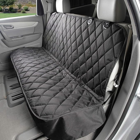 4Knines Back Seat Pet Cover for Dogs w/o Hammock – 54" Wide, Waterproof Car Seat Cover, Non-Slip, Heavy-Duty – Fits Cars, SUVs, Small Trucks – 2 Seat Belt & Latch Access – Back Seat Protector (Black)