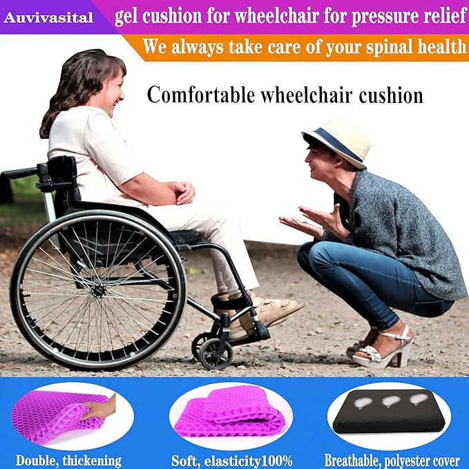 Plus Size Gel Seat Cushion, Extra Large and Thick, Seat Cushion for Pressure Relief for Back, Hip, Sciatica, Tailbone Pain, Used for The Office, Car, Wheelchair, Truck, Recliner.(Rose red)