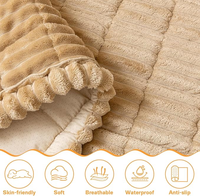 Dog Car Seat Cover for Back Seat, Dog Bed for Car, Fit for Backseat Extenders, Car Seat Protector, Nonslip Soft Durable for Cars Trucks and SUVs (Light Brown, 24.8"*54")