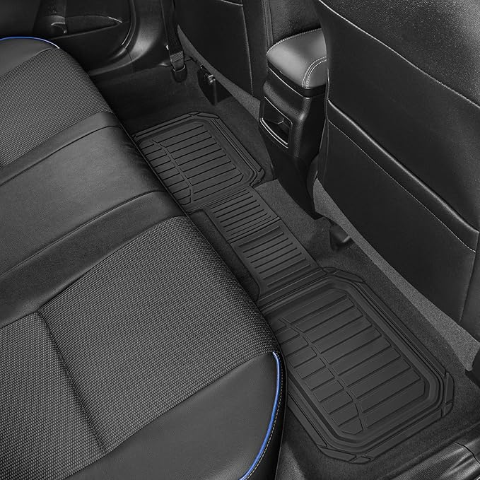 Motor Trend 943-BK FlexTough Defender Car Floor Mats -Next Generation Deep Dish Heavy Duty Contour Liners for Car SUV Truck & Van-All Weather Protection, Trim to Fit Most Vehicles Black