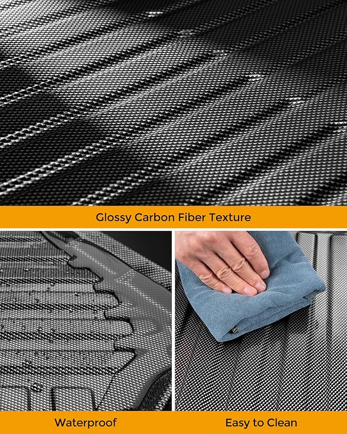 All Weather Carbon Fiber Style Trunk Mat for BMW X3 2018 2019 2020 2021 2022 2023 2024 | Not Fits 30e | Only for Vehicles Without Spare Tire | TPE Non-Slip Cargo Liner | Automotive Car Accessories