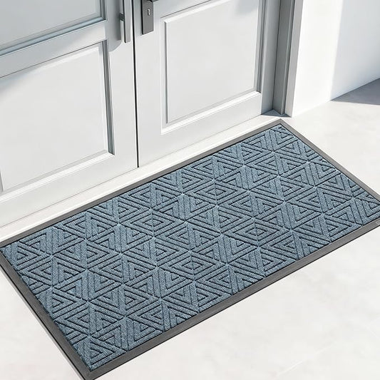 Yimobra Large Door Mat 47x24, All-Weather Waterproof Non-Slip Welcome Matt Outdoor, Heavy Duty Non Slip Doormat for Entryway for Patio and Garage Indoor, Easy Clean, Mix Blue