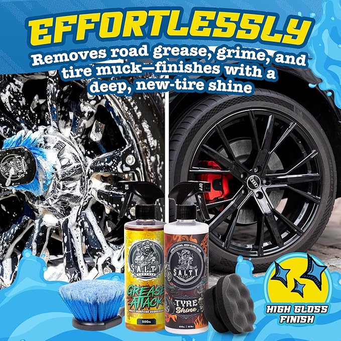 Salty Captain Mega 20-Piece DIY Car Cleaning Kit – All-in-One Car Detailing Kit with 2X Buckets, Towels, Brushes & 6X Cleaning Fluids – Captain’s Musket Foam Gun for Garden Hose – Premium Quality