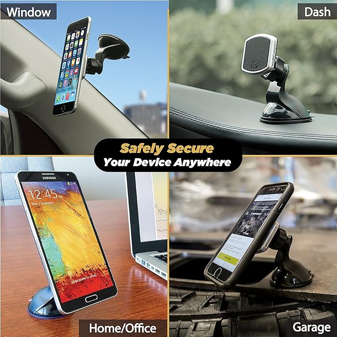Scosche MPWD2PK-UB MagicMount Pro Magnetic Car Phone Holder - Strong Magnet Mount for iPhone and Android - Secure Mount for Car Window/Dash - Universal 360° Adjustable Mobile Cell Holder - 2-Pack