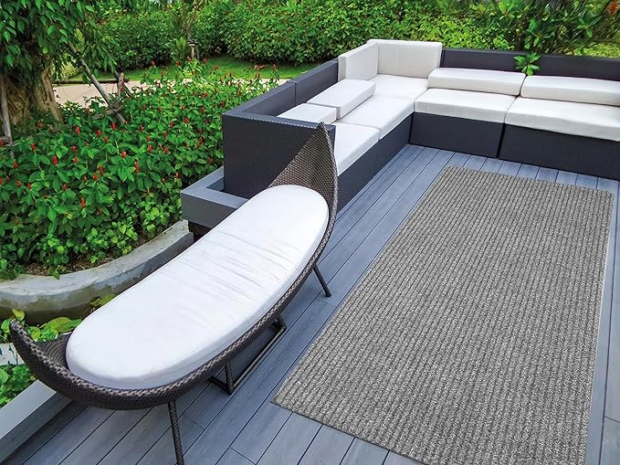 Ottomanson 3'11" x 11' Hallway Runner with Scraper Pile - Extra Durable Non-Slip Rug Mat for Indoor & Outdoor Use - Ideal for Kitchen, Entryway & Garage - High-Traffic Carpet, Gray