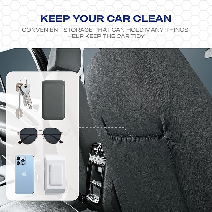 Skechers Memory Foam Car Seat Covers, Leather High Back Seat Covers Quilting Design,Waterproof Sports Car Seat Covers Full Sets,Airbag Compatible, Universal Fit for Most Cars, SUVs,Trucks,Black