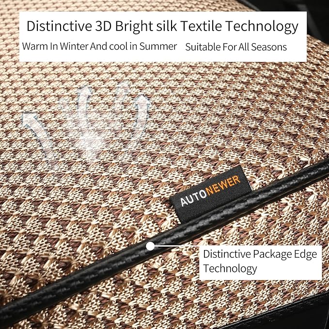 Auto Newer Luxury Breathable Rear Bench Car Seat Cover Fit Four Seasons, Back Seat Protector，Universal Rear of Car Seat Cushions,Universal Fit for 95% Cars,SUV,Pickup,Van（Rear Seat,Beige