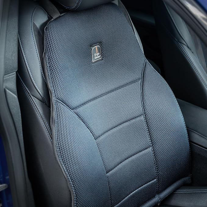 ErgoDriver Tailored Car Seat Back Support – Customisable Lumbar Cushion with Modular Inflatable Air Cells, Breathable Memory Foam, Fits Cars, Vans & Trucks, Portable & Adjustable
