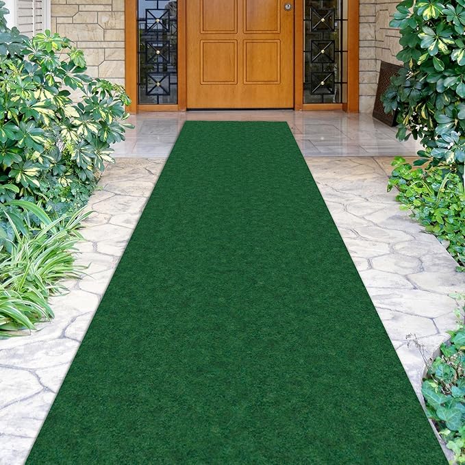 Ottomanson 2'7" x 8' Hallway Runner with Scraper Pile - Extra Durable Non-Slip Rug Mat for Indoor & Outdoor Use - Ideal for Kitchen, Entryway & Garage - High-Traffic Carpet, Green