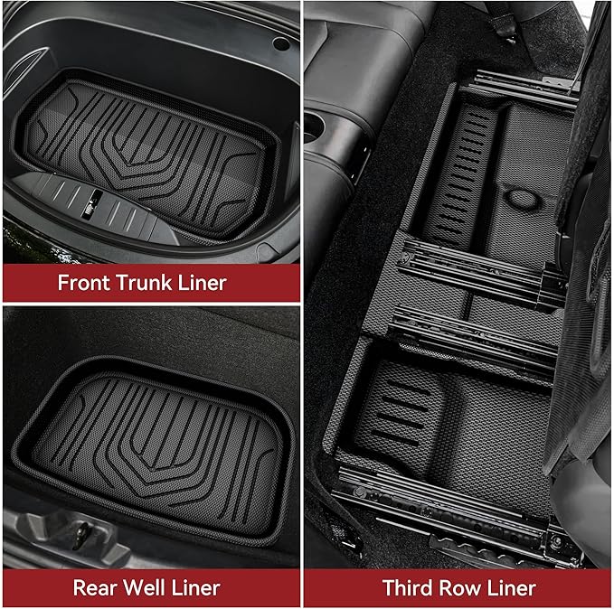 YITAMOTOR Tesla Model 3 Floor Mats Full Set Custom Fit 2020-2023 All-Weather Cargo Liners Rear Cargo Tray Trunk Floor Mat Interior Accessories, Black