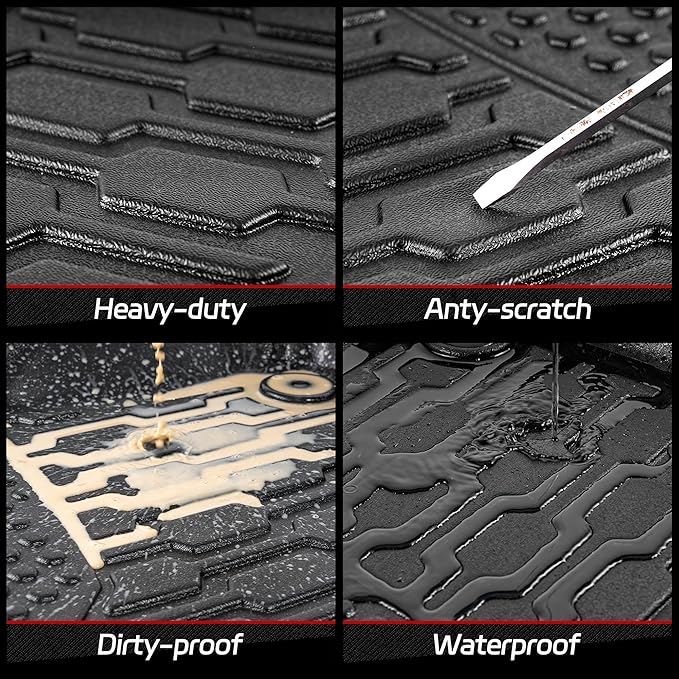 Floor Mats Compatible with 2016-2022 Mercedes Benz GLC, All Weather TPE Floor Liners, Custom Fit Car mats, 1st & 2nd Row, Black