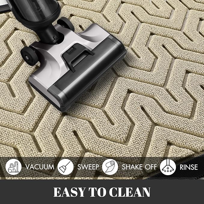 Yimobra Large Door Mat Outside Entrance 47x24, Waterproof Heavy Duty Outdoor Mats for Front Door, Non Slip Rubber Entry Mat for Garage Patio Indoor, Easy Clean, Light Beige