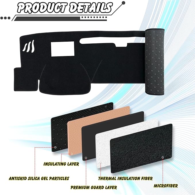 Non-Slip Dash Cover Dashboard Cover Mat Custom Fit Center Console Cover Sunshield Protector Pad Compatible with for Toyota Camry 2025 Accessories Pad (with HUD) (Black Trim)