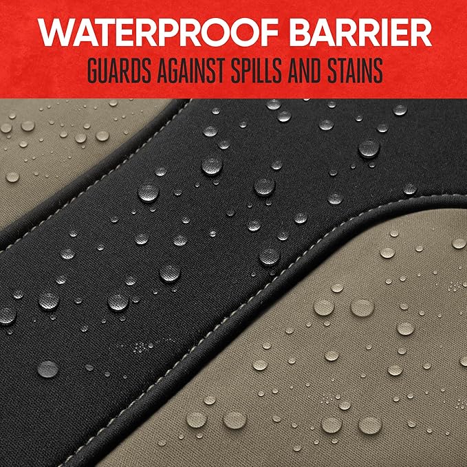 Motor Trend AquaShield Waterproof Beige Rear Split Bench Seat Covers for Trucks Rear Seat Cover Only - Black Car Seat Covers, Back Seat Cover Only - Durable Neoprene Spill Resistant for Kids & Dogs