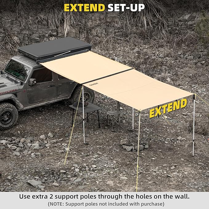 Awning Wall 6.6FT x 8.5FT Multi-Side Universal Awning Extension Waterproof Ripstop UV-Resistant for Windbreak & Sun Shade