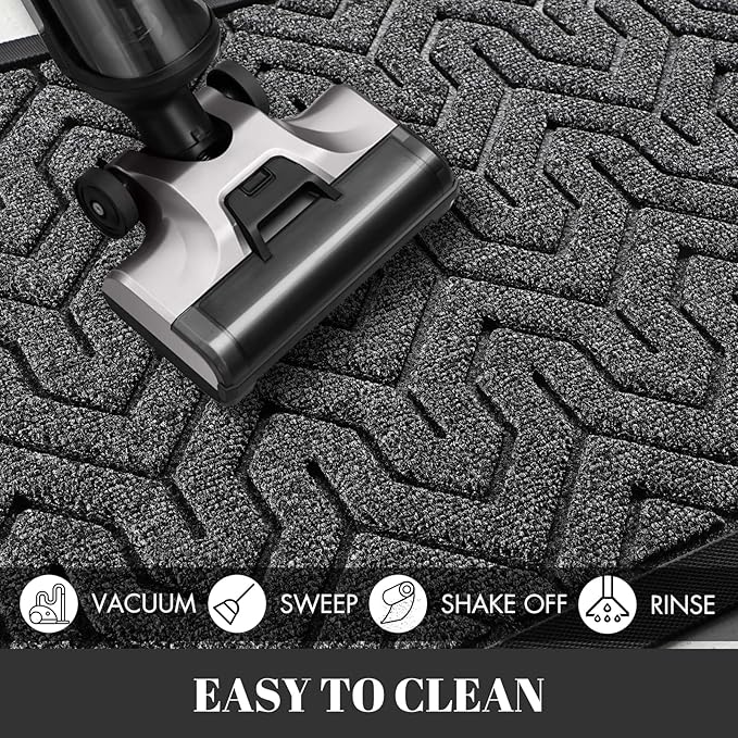 Yimobra Extra Large Door Mat Outside Entrance 60x36, Waterproof Heavy Duty Outdoor Mats for Front Door, Non Slip Rubber Entry Mat for Garage Patio Indoor, Easy Clean, Mix Grey