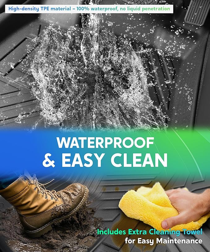 TPE All-Weather Floor Mats for Honda Accord 2018-2022 | Custom Fit Heavy Duty Truck Floor Liners | Front & Rear Row Protection | Durable, Odorless, Easy to Clean (3-Piece Set, Black)