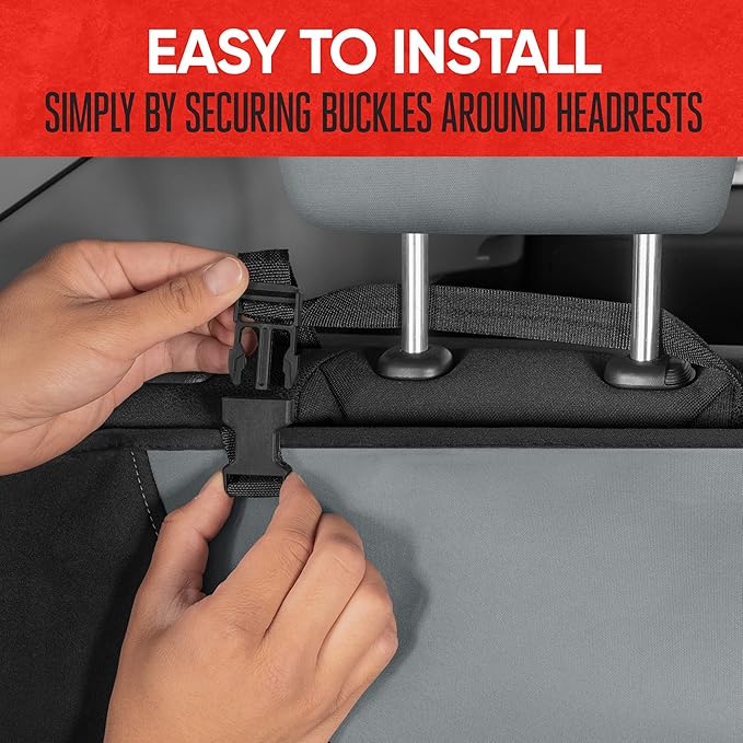 Motor Trend AquaShield Waterproof Gray Rear Split Bench Seat Covers for Trucks Rear Seat Cover Only - Black Car Seat Covers, Back Seat Cover Only - Durable Neoprene Spill Resistant for Kids & Dogs