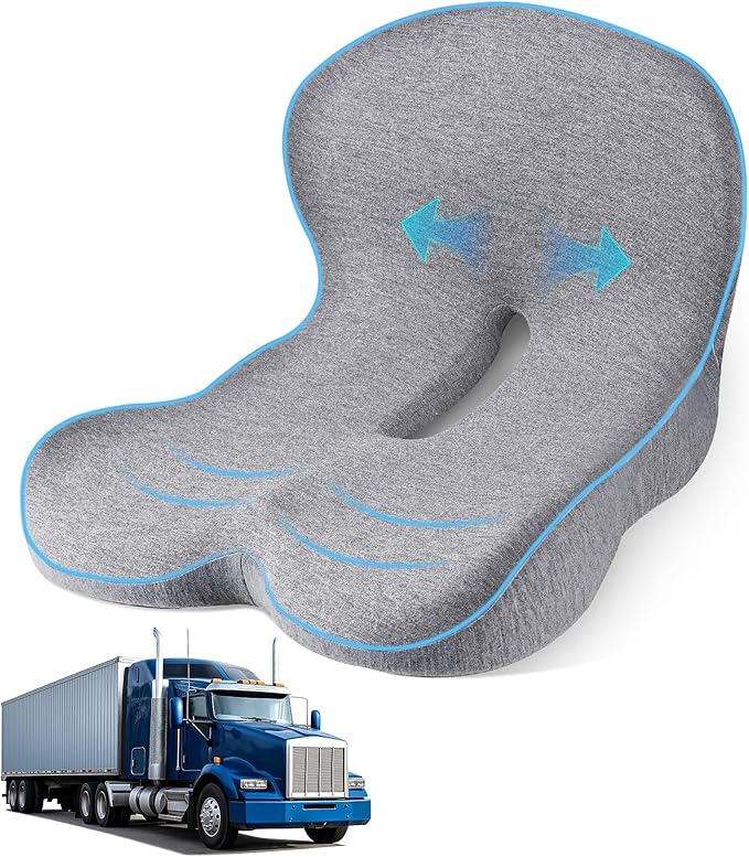 Trucker seat Cushions for Long Sitting, semi Truck seat Cushion with Lumbar Support, Truck seat Cushion for Back Pain and Supporting The HIPS, Trucker Essentials