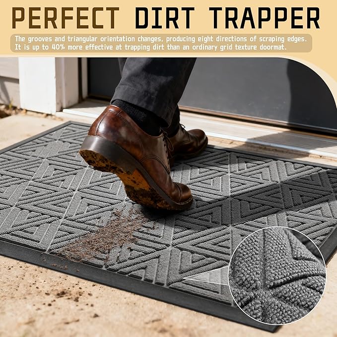 Yimobra Front Door Mat Outside Entrance 72 x 24, Waterproof and Washable Outdoor Mat, Non Slip Rubber Backing, Heavy Duty Welcome Matt for Home Entry Floor Porch Garage Office, Low Profile, Grey