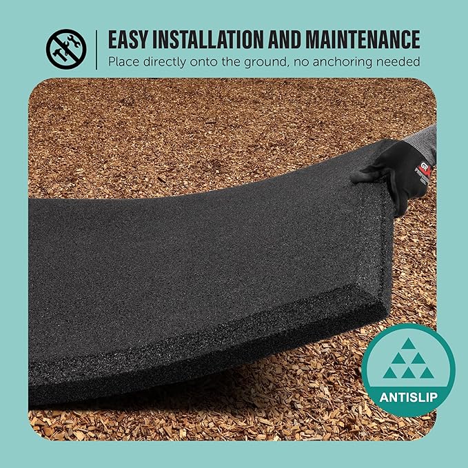 Playsafer Heavy Duty Commercial Grade Rubber Playground Safety Mat - Playground Protection Mat for Swings and Slides - 54" Long X 32" Wide x 2" Thick (Brown)