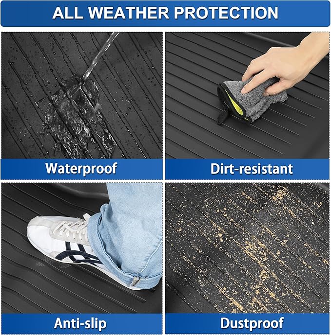 Weize Floor Mats Fit for Tesla Model 3 Highland 2025 2024, TPE All Weather Cargo Liner Floor Mats and Cargo Trunk Mats Accessories Front Rear Cargo Mat Full Set