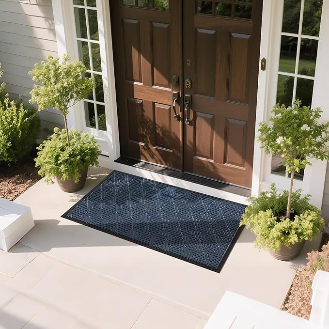 Yimobra Large Door Mat 47x32, All-Weather Waterproof Non-Slip Welcome Matt Outdoor, Heavy Duty Non Slip Doormat for Entryway for Patio and Garage Indoor, Easy Clean, Blue