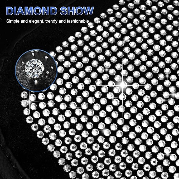 Bling Center Console Cover C: Crystal Rhinestone Automotive Armrest Cushion-Stylish Diamond Arm Rest Protection Mat(Black)