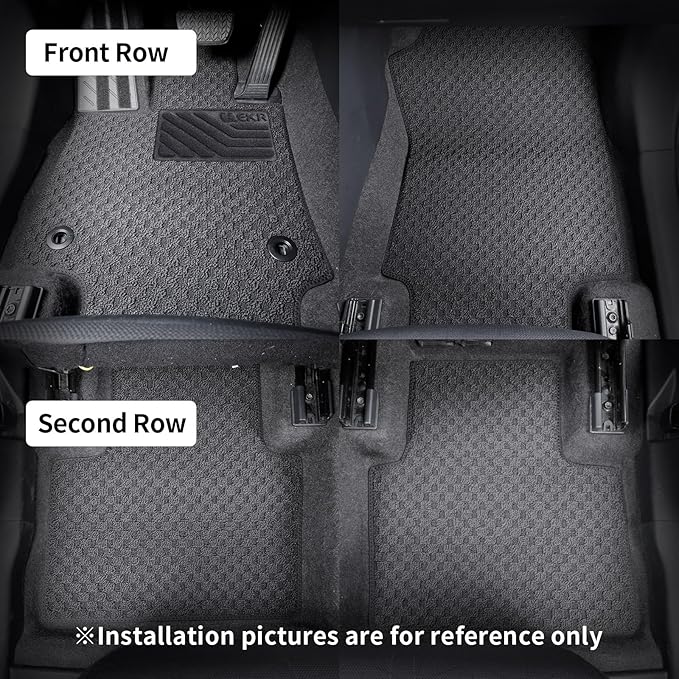EKR Custom Fit Carpet Floor Mats for Tesla Model 3 2024 2025, 0.3 Inch Thickness Rugs, Premium All Weather Anti-Slip Waterproof Floor Liners (Black Checkerboard)