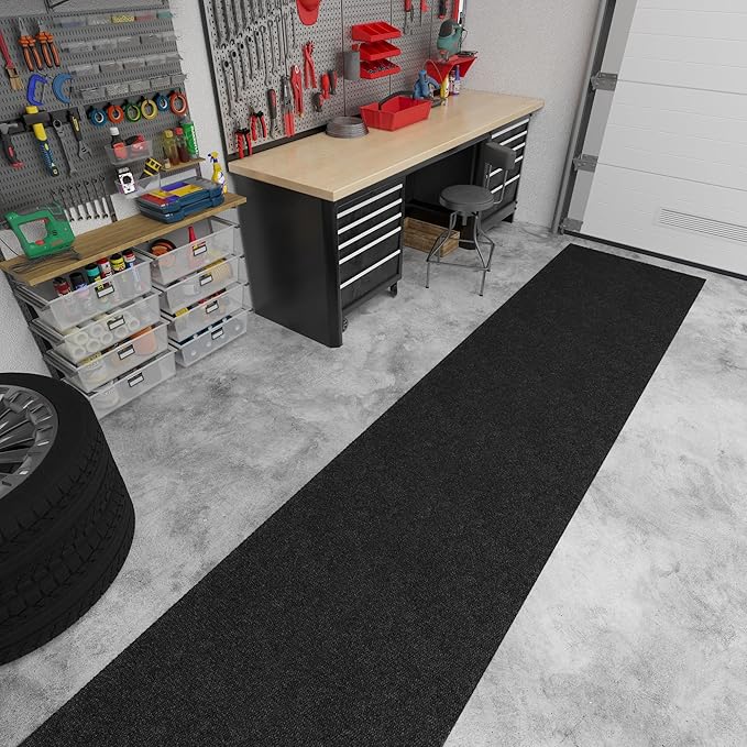 Ottomanson Commercial Scrape Rib Entry Mat – Heavy Duty Ribbed Floor Mat for High Traffic – Non Slip Rubber Back, Waterproof – Indoor Outdoor Use for Offices, Schools, Lobbies, 2'7" x 43', Black