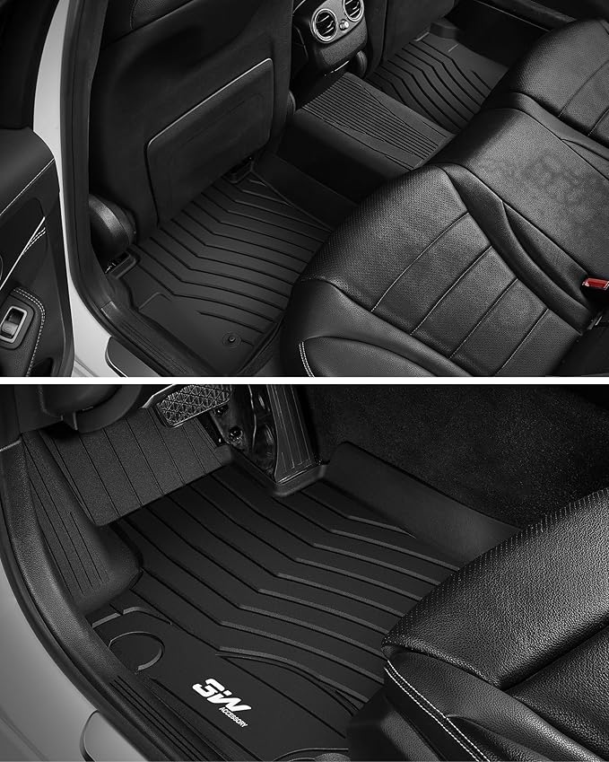 3W Floor Mats for Benz C-Class 2022-2026 C300/C43 AMG/C63 AMG S/C63 AMG S E (Sedan Only), TPE All Weather Custom Fit Floor Liner for Benz C Class, 1st & 2nd Row Car Mats, Black