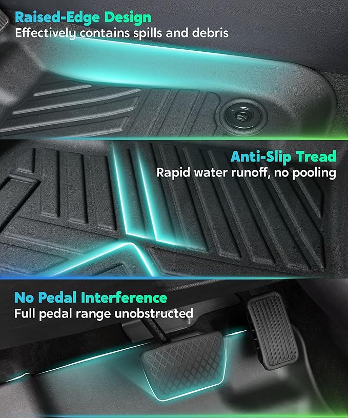 TPE All-Weather Floor Mats for Honda Accord 2023 2024 2025 2026 | Custom Fit Heavy Duty Truck Floor Liners | Front & Rear Row Protection | Durable, Odorless, Easy to Clean (3-Piece Set, Black)