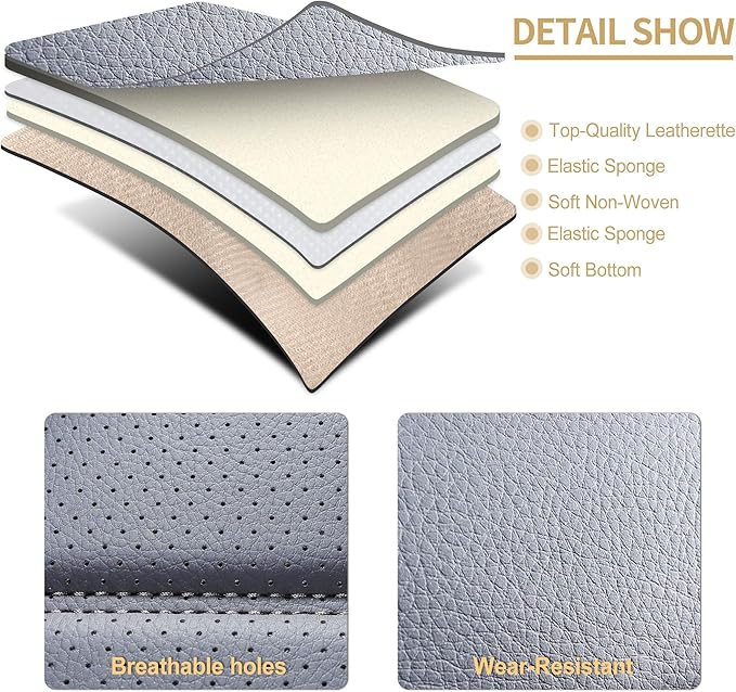 AOOG Leather Car Seat Covers for Cars SUV Pick-up Truck, Universal, Rear, Gray