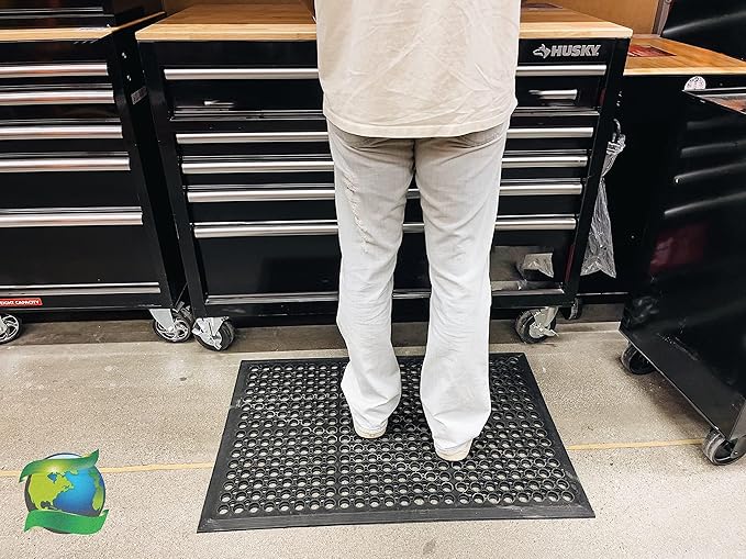 Envelor Anti Fatigue Rubber Floor Mat Non-Slip Restaurant Mat for Floors Bar Drainage Mat Doormat Utility Garage Home Slip Pool Entry 24 x 36 Inches