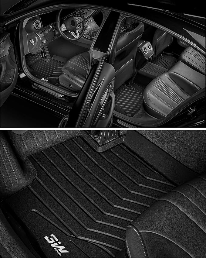 3W Floor Mats for Benz E-Class 2017-2023 Sedan & Wagon Only, E300/E350/E400/E43 AMG/E450/E53 AMG/E550/E63 AMG S TPE All Weather Floor Liner, 1st&2nd Row Full Set Car Liners Black