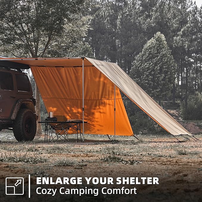 Awning Wall 6.6FT x 8.5FT Multi-Side Universal Awning Extension Waterproof Ripstop UV-Resistant for Windbreak & Sun Shade
