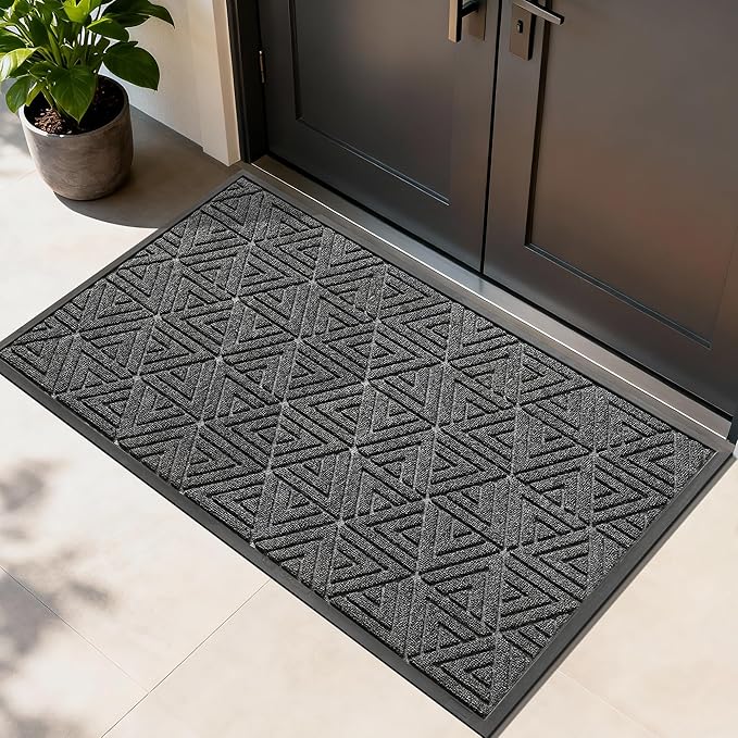Yimobra Extra Large Door Mat 60x36, All-Weather Waterproof Non-Slip Welcome Matt Outdoor, Heavy Duty Non Slip Doormat for Entryway for Patio and Garage Indoor, Easy Clean, Mix Grey