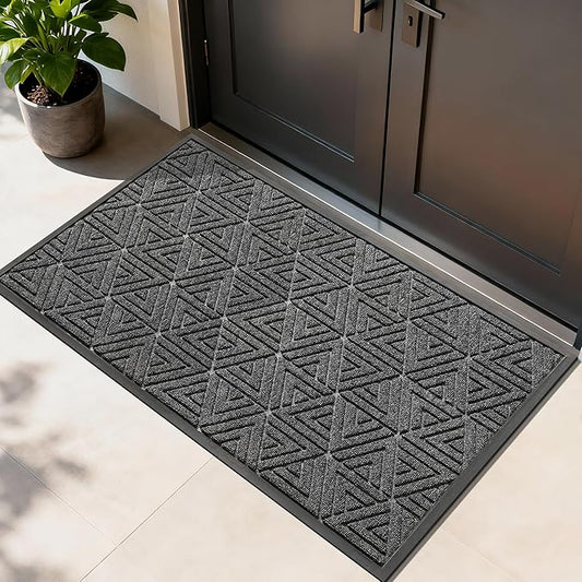 Yimobra Extra Large Door Mat 60x36, All-Weather Waterproof Non-Slip Welcome Matt Outdoor, Heavy Duty Non Slip Doormat for Entryway for Patio and Garage Indoor, Easy Clean, Mix Grey