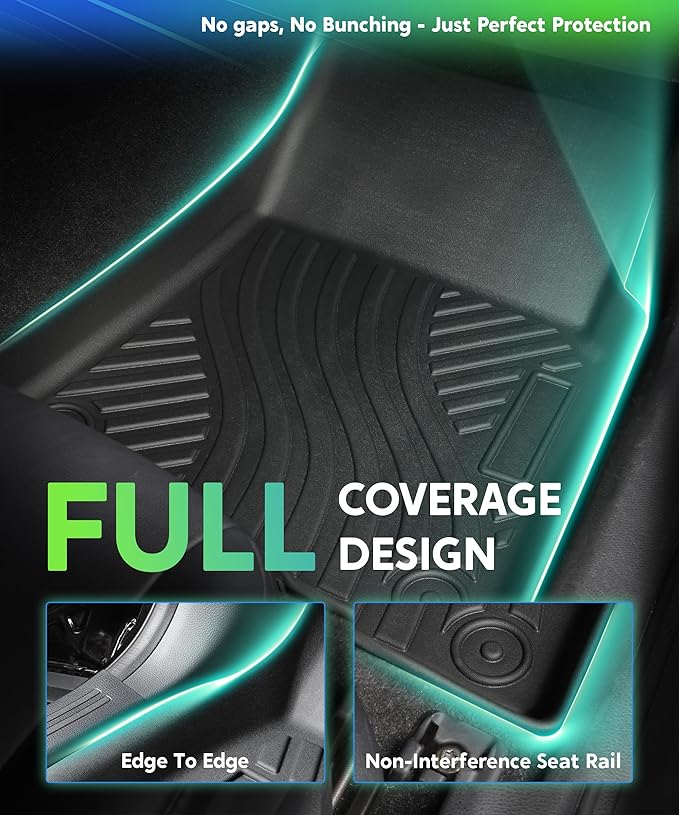 TPE All-Weather Floor Mats for Toyota Camry 2018-2024 (Not for Hybrid) | Custom Fit Floor Liners | 1st & 2nd Row Protection | Durable, Odorless, Easy to Clean (3-Piece Set, Black)