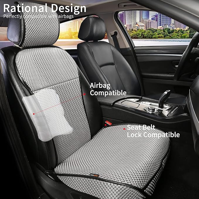 Auto Newer Luxury Breathable Car Seat Cover Fit Four Seasons, Universal Front of Car Seat Cushions, Bottom Seat Covers of Full Wrapped Edge,Universal Fit for 95% Cars,SUV,Pickup,Van(Grey，1PCS)