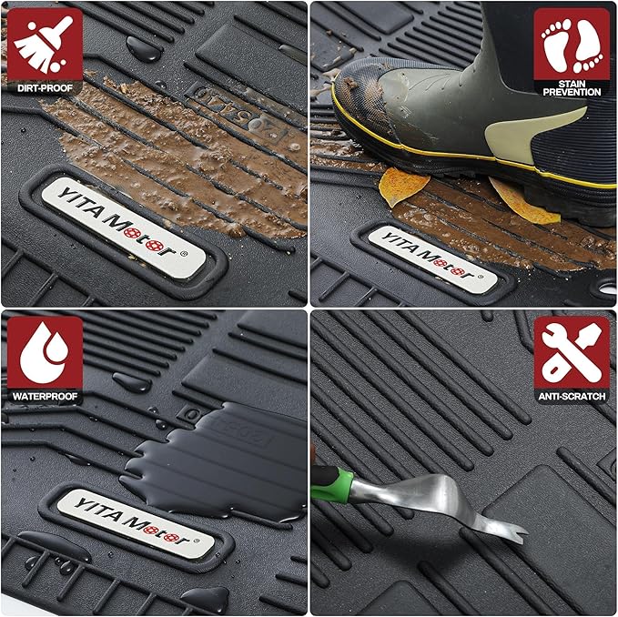 YITAMOTOR Floor Mats Fits for Toyota Tundra Double Cab 2026 2025-2022, Custom Fit Tundra Car Mats, All-Weather TPE Front and Rear Row Floor Liners, Black